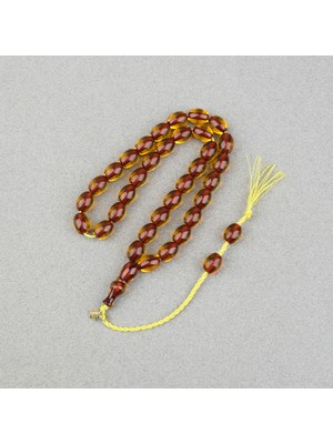 Lapisdo Omari Ateş Kehribar Beyzi Kesim Oturtma Imameli Sistemli 8.5X11MM Tesbih