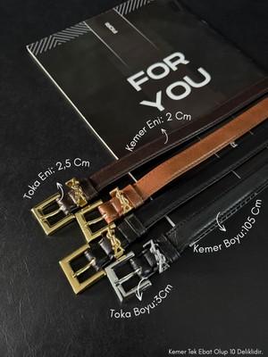 Fiori 4'lü Yazılı Tokalı Köprülü Kadın Kemer, Pantolon Kemeri, Ceket Kemeri, Elbise Kemeri, Gömlek Kemeri