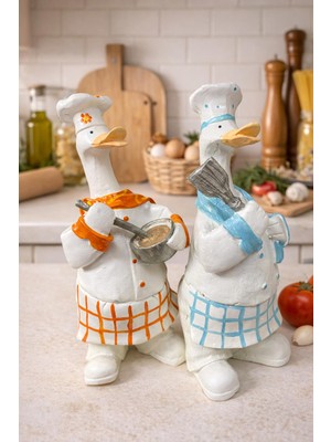 Renkli Fırça Aşçı Ördekler Polyester Biblo Hediyelik