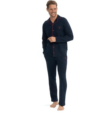 U.s. Polo Assn. Erkek Patlı Boydan Düğmeli Uzun Kol Kutulu Pijama Takımı