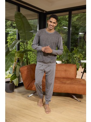 Kly 8050 Erkek Uzun Kol Midi Yaka Iki Iplik Pijama Takım