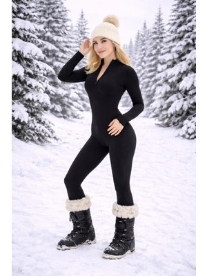 Win Moda Kadın Kışlık Şardonlu Spor Tulum Dik Yaka Fermuarlı Sıcak Tutucu Xs/2xl 2 Renk