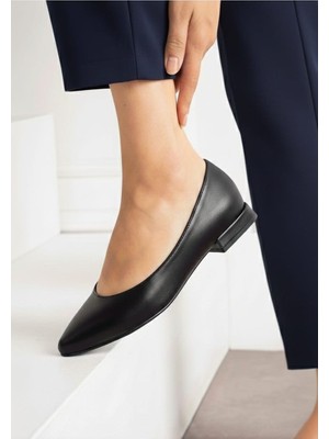 Yula Fashion Shoes Kadın Alçak Taban Düz Gova Kadın Şık Babet Siyah