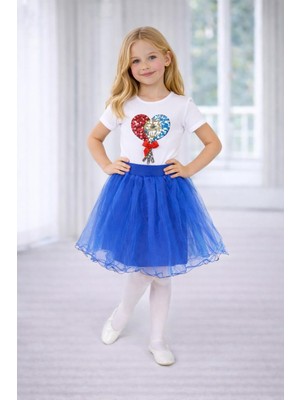 Dıgıl Kids Kız Çocuk Kalp Desenli T-Shirt Etek Takım