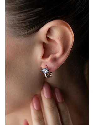 Two Arts Kadın 925 Ayar Gümüş Nazar Boncuklu Küpe | 14 Ayar Altın Kaplama