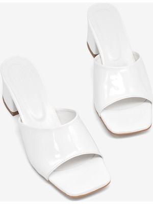 Tonny Black Kadın Beyaz Rahat Kalıp Topuklu Terlik