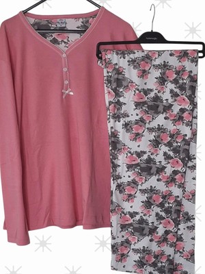 Miss Melina Büyük Beden % 100 Pamuk Uzun Kol Kadın Pijama Takımı