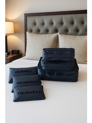 Trawell Seyahat Bavul Içi Organizatör Bavul Ambalaj Seti Saklama Hurcu, Taşınabilir Bagaj 6 Parça Pembe