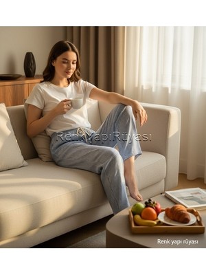 Renk Yapı Rüyası Kadın Pamuklu Pijama Altı, Tek Alt Pijama, Günlük Raha Alt Boru Paça Alt