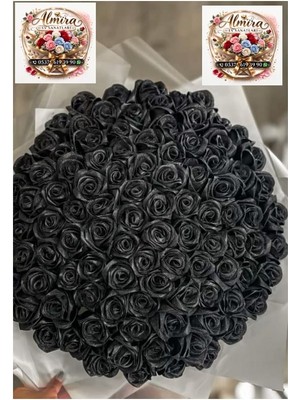 Solmayan Gül Buketi Siyah