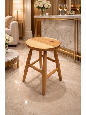 Çerçi Bazaar Yuvarlak Ahşap Tabure