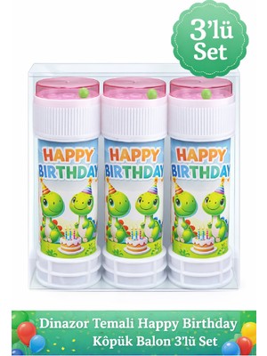 Bkmc Dinazor Temalı Happy Birthday Köpük Balon Seti 3’lü 5’li 10’lu Doğum Günü Parti Dağıtmalık Köpük