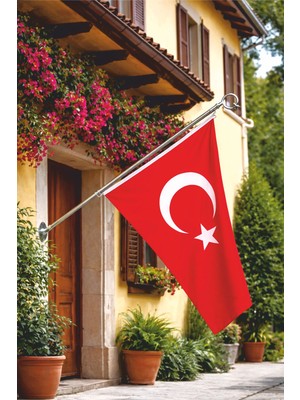 Bayrak Direği 155CM + Türk Bayrağı 70X105CM, Bina Cephe Direği, Balkon Bayrak Direği