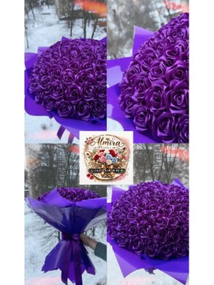 Solmayan Gül Buketi Mor 100 Lu
