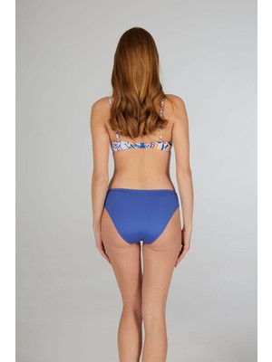 Estiva Kadın Renk Desenli Mavi Emprime Dolgulu Kaplı Bikini Takımı