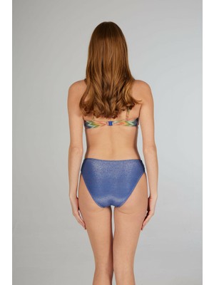 Estiva Kadın Gökkuşağı Desenli Mavi Emprime Dolgulu Kaplı Bikini Takımı