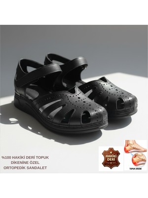 Cozi Company Hakiki Deri Tam Ortopedik Topuk Dikenine Özel Tasarım Önü Kapalı Sandalet