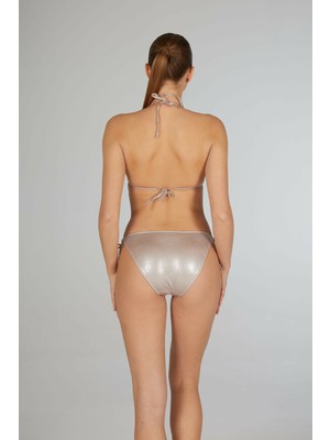 Estiva Kadın Parlak Silver Aksesuarlı Üçgen Bikini Takımı