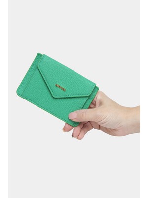 Rewina Massarelli x Hakiki Deri Kadın Cüzdan Kartlık ve Para Bölmeli Yeşil MCZ9098