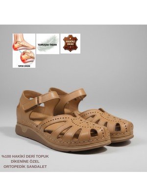 Cozi Company Hakiki Deri Tam Ortopedik Topuk Dikenine Özel Tasarım Önü Kapalı Sandalet