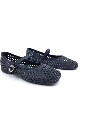 Guja G26Y478 Taşlı ve Delikli Siyah Yazlık Şık Babet