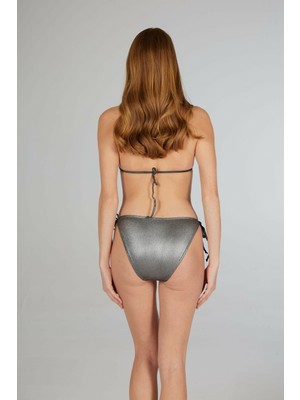 Estiva Kadın Parlak Füme Aksesuarlı Üçgen Bikini Takımı