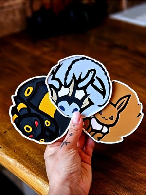 Anka Atölye Eeveelution Pokemon Bardak Altlığı Seti Iıı – Umbreon Vaporeon Eevee 3D Dekoratif Coaster