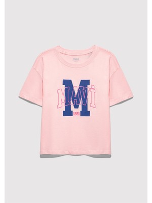 Mavi M Logo Baskılı Pembe Tişört 7610390-71007