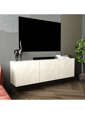 İnarch Dizayn White Duvara Monte Tv Sehpası – 3 Kapaklı