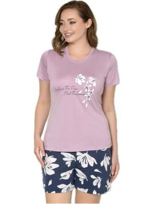 Alperi 76-80 Kadın Şortlu Kısa Kollu Pijama Takım