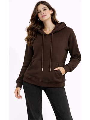 CGA Kadın Basic Sweatshirt Kapüşonlu Sweatshirt