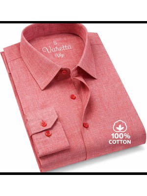 Varetta Erkek Pembe Gömlek Uzun Kollu Keten Efektli Cepli Pamuklu