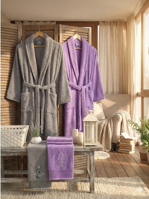 Zena Antrasit Lavanta Havlulu Bornoz