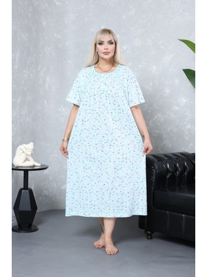 Zbteks Mevsimlik Pamuklu Çok Bol Kesim Geniş Kalıp Kısa Kollu Anne Gecelik (130 Kiloya Kadar Uygundur)