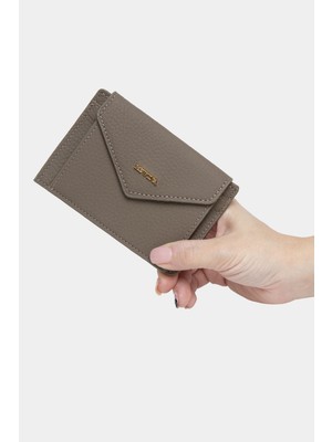 Rewina Massarelli x Hakiki Deri Kadın Cüzdan Kartlık ve Para Bölmeli Bej MCZ9098