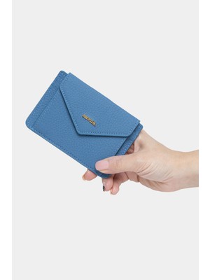 Rewina Massarelli x Hakiki Deri Kadın Cüzdan Kartlık ve Para Bölmeli Mavi MCZ9098