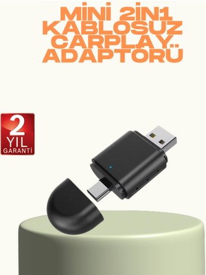 Tuncel Store Kablosuz Carplay ve Android Auto Adaptörü – Usb-A & Type-C Girişli Akıllı Dönüştürücü