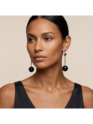 THEIA GemWorks Utz - Siyah & Beyaz Akik – Oniks Küpe