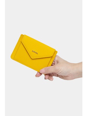Rewina Massarelli x Hakiki Deri Kadın Cüzdan Kartlık ve Para Bölmeli Sarı MCZ9098