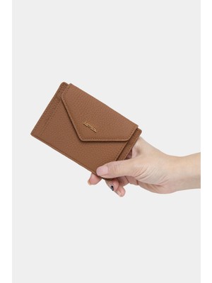 Rewina Massarelli x Hakiki Deri Kadın Cüzdan Kartlık ve Para Bölmeli Kahve MCZ9098