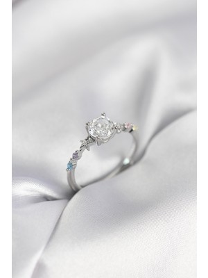 Tek Taş Model Zirkon Taşlı Gümüş Renk Kadın Yüzük