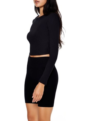 F21 Uzun Kollu Crop Tişört