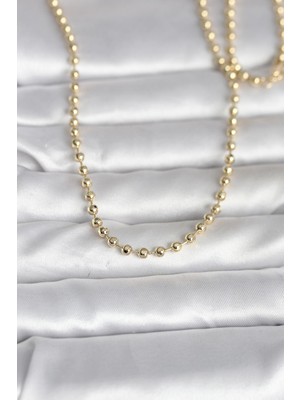 cm 14K Gold Renk Top Zincirli Model 60 cm Kadın Kolye