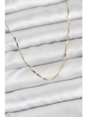 cm 14K Gold Renk Ince Kesim Çubuk Model Zincir Kadın Kolye