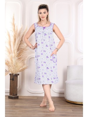 Zbteks Pamuklu Çok Bol Kesim Geniş Kalıp Askılı Gecelik (130 Kiloya Kadar)