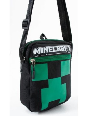 Trg Minecraft Creeper Çocuk Omuz Çantası – 3 Bölmeli – Su Geçirmez Kumaş (21×16×6 Cm)
