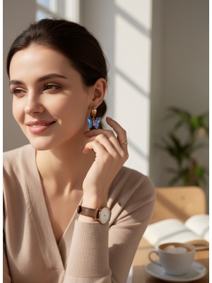 Zaradise Accessories Parıldayan Kelebek Figürlü Antialerjik Paslanmaz Çelik Küpe 130625