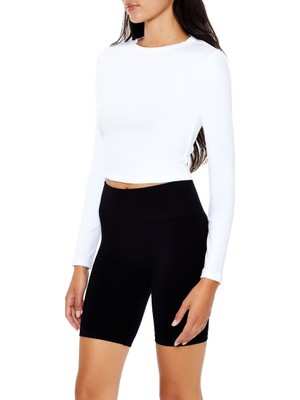 F21 Uzun Kollu Crop Tişört