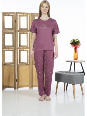 Estiva 24137 Kadın Kısa Kol Puantiyeli Pijama Takım