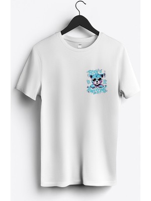 MGAX Sevimli Ayı Born To Be Awesome Arma Baskılı Regular Sıfır Yaka %100 Pamuk Unisex Penye T-Shirt